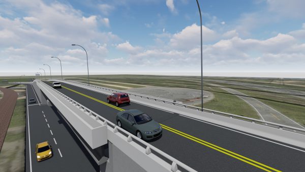 臺首創3D高架道路驗證測試場域，可測試智慧車輛於匝道的匯入匯出情境，及在高架橋與橋下道路各種車輛的GPS訊號遮蔽測試。